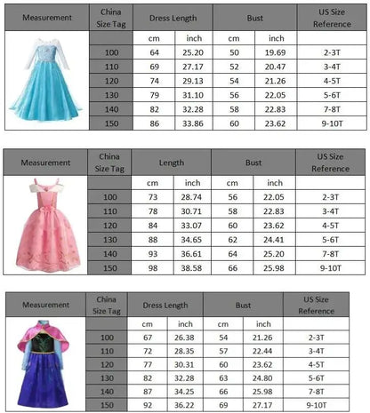 Girl Elsa Anna Dress Princess Costume Snow Queen Dress Baby Halloween Ariel Carnival Clothes Kids Cosplay Clothes Party Clothing