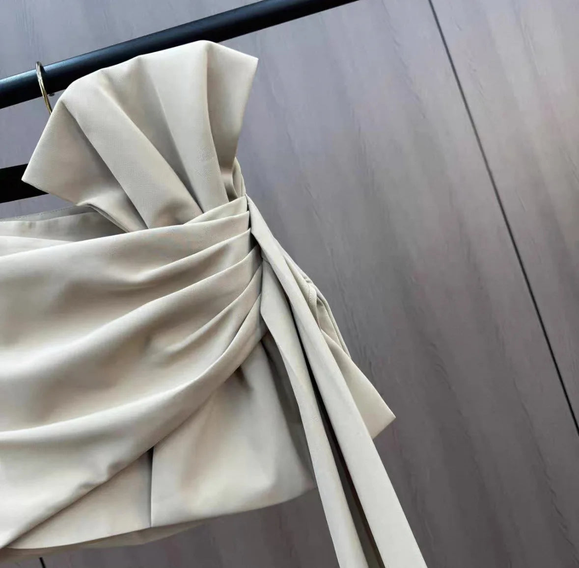 2026 Spring and Summer Design Sense Niche French Temperament Pleated Bow Streamer Hip Skirt for Women Ladies