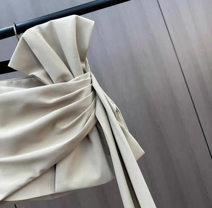 2026 Spring and Summer Design Sense Niche French Temperament Pleated Bow Streamer Hip Skirt for Women Ladies