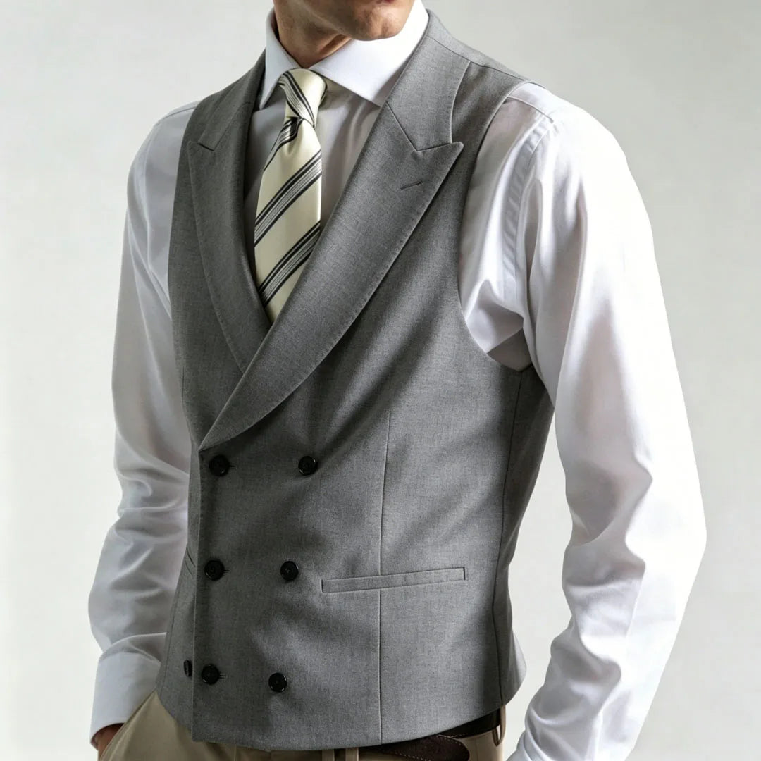 Men Vest Ivory Double Button With Lapel Waistcoat For Wedding Banquet Party Business Work Office Casual Daily Men Suit Vest