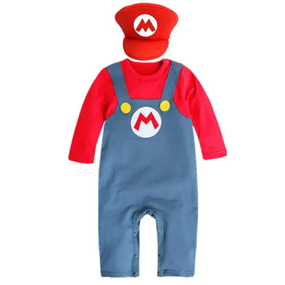Baby Boy Anime Hooded Brothers Bodysuit Autumn and Winter Thin Section Fleece Long Sleeve Bodysuit Party Holiday Costume Red