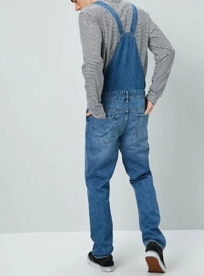 New Four Seasons Style Jeans for Men Men's Blue Denim Overalls New Men's Jumpsuit Pants Casual Straight Classic  Denim Trousers