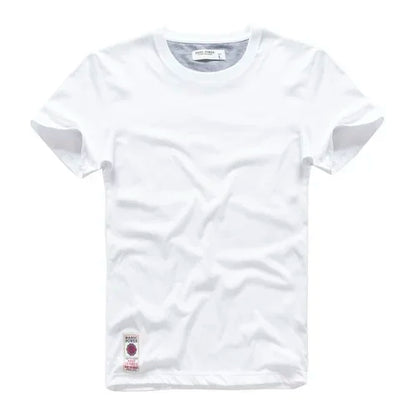 Men's T-Shirt Summer Cotton Solid T-Shirt Men's Short Sleeve Tee Fancy Yarns High Quality Classical Tops T Shirts Color Wine Blu