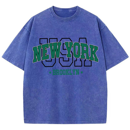 Women'S Cotton Washed T-Shirts All-Math Loose O-Neck Tee Shirts Brooklyn Usa Printing Short Sleeve Summer Street Female Clothes