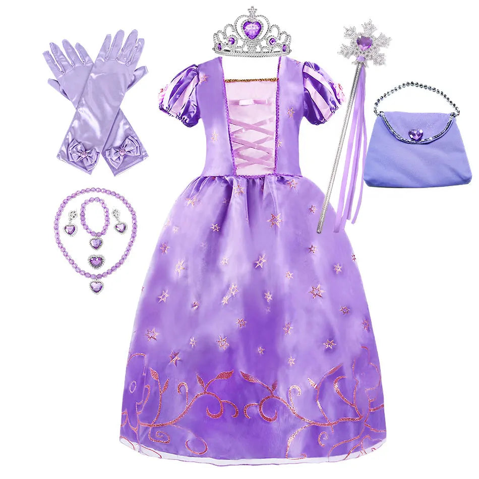 2026 Princess Party Costume Play Fancy Dress Girl Animation Movie Tangled Fairy Tale Halloween Apparel Purim Festival Frocks