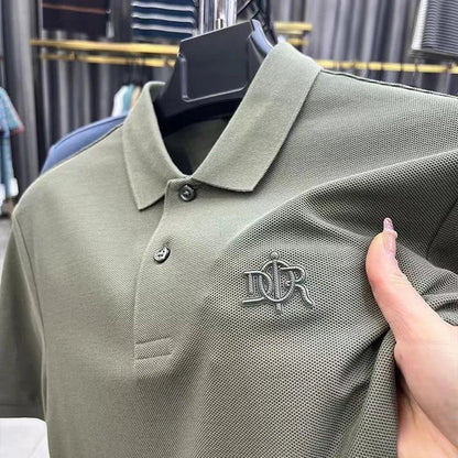 High end 100% cotton short sleeve T-shirt men's lapel top 2024 summer new designer brand embroidery fashion casual polo shirt