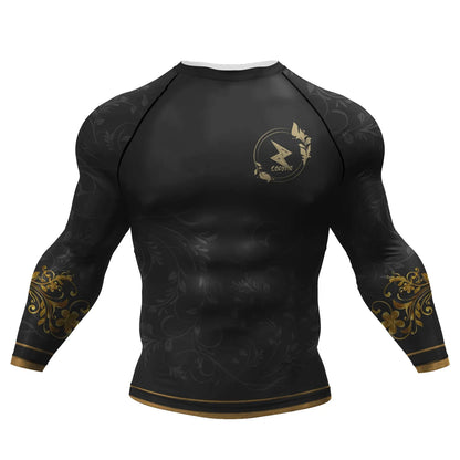 Polyester Sublimation High Elastic Bjj Rash Guard No Gi MMA  Jiu Jitsu Fighting Grappling Compression Shirt OEM Gym Fitness Tops