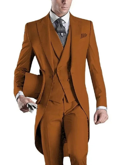 Costume Homme 3 Pieces Fashion Tuxedos Groom Wedding Men Suits Tuxedo Terno Masculino De Pour Hommes Blazer (Jacket+Pants+Vest)
