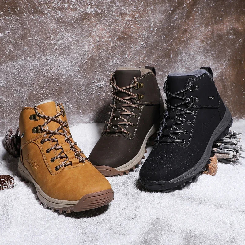 2024 Fashion Outdoor Winter Snow Boots For Men Male Sneakers Adult Quality Rubber High Top Super Warm Plush Warm Ankle Boots