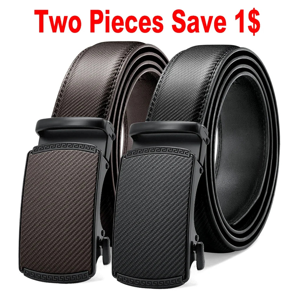 Mens Leather Belt  Automatic Genuine Leather Belts Leisure Fashion Ratchet Belts for Men Pants Waistband Ремень