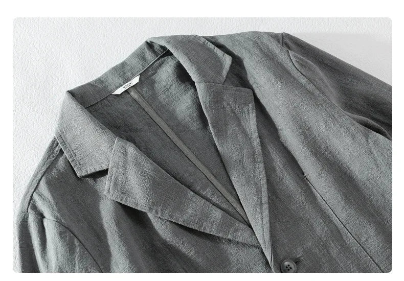Y803 Spring Autumn Good Quality Linen Blazer For Men Business Casual Solid Color Simple Double Buttons Thin Male Suits Jackets