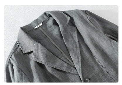 Y803 Spring Autumn Good Quality Linen Blazer For Men Business Casual Solid Color Simple Double Buttons Thin Male Suits Jackets