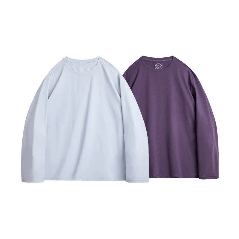 Casual 7A Anti-Bacterial Quick-Dry Long Sleeve T-Shirt Men's Spring Cool Comfort Breathable Tops Round Neck Layering Tee