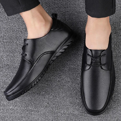 Male All-match Outdoor Flats Genuine Leather Men Casual Office Shoes Handmade Men Lace-Up Footwear 2024 New Mens Oxfords Shoes