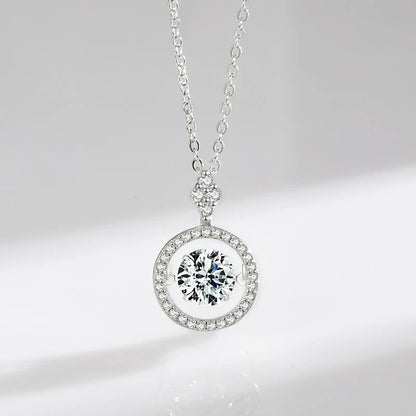 925 Sterling Silver Sparkling Luxury Pendant Necklace Link Chain Movable Zirconia Wedding Engagement Jewelry For Women