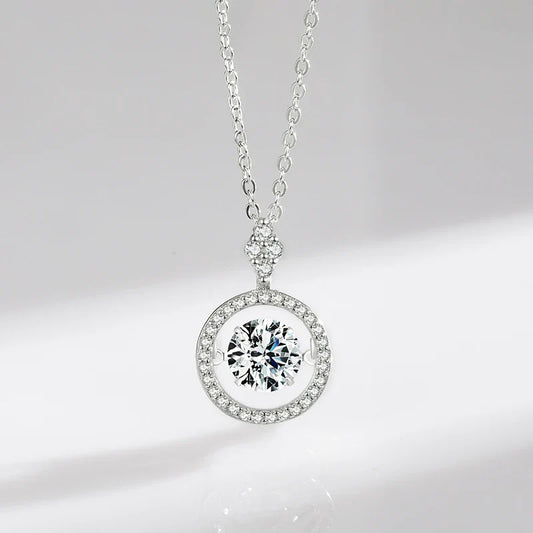 925 Sterling Silver Sparkling Luxury Pendant Necklace Link Chain Movable Zirconia Wedding Engagement Jewelry For Women