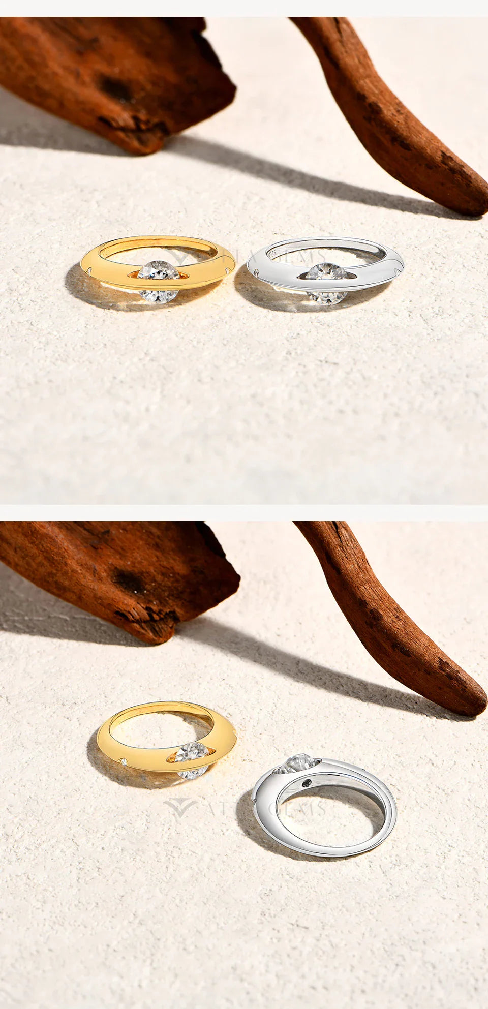 ATTAGEMS Bague Moissanite rotative à 360° pour femmes, taille ronde 1,0 CT D VVS1, bande en argent s925, bague anti-anxiété, bijoux fins de fiançailles