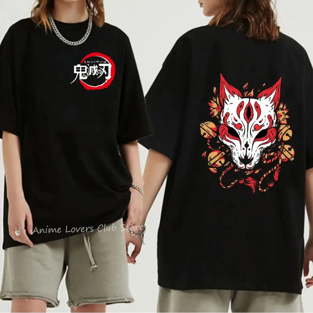 Japanese Anime Demon Slayer Graphic Print T Shirt Fashion Casual Crew Neck Short Sleeve Plus Size T Shirt Women