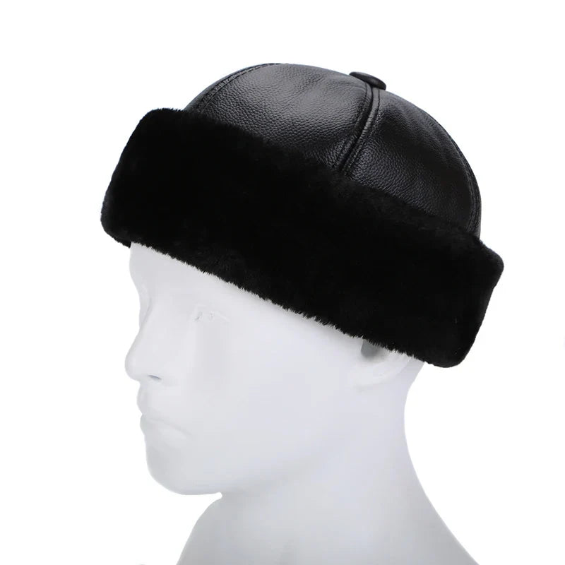 Brand New Style 2026 Retro Cowhide Bomber Hat Winter Keep Warm Caps Men Women Real Leather Cap Thick Velvet Dad Hat Leather Hat