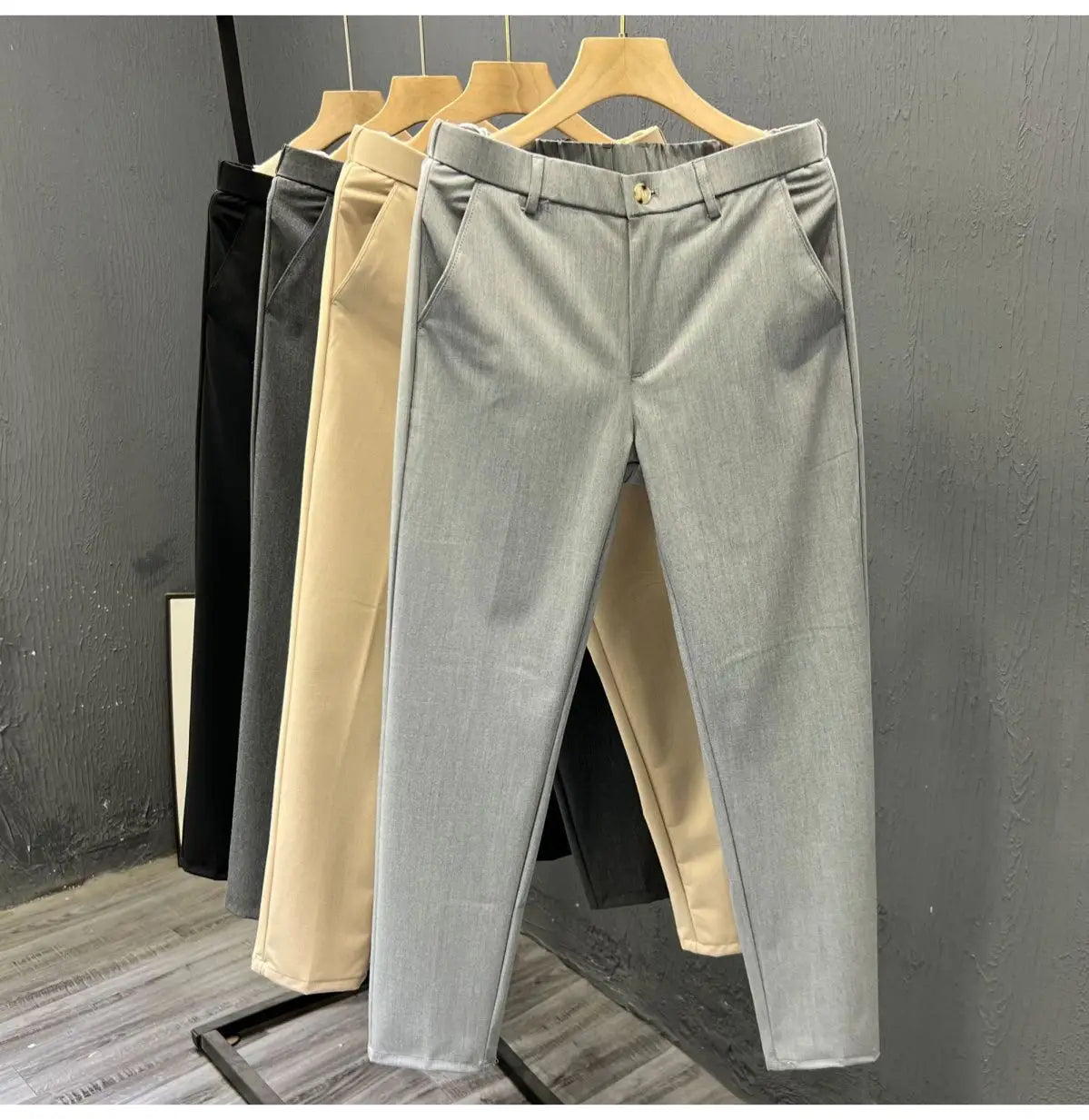 Men's Clothing Summer Fashion Business Casual All Match Suit Pants Formal Strecth Solid Straight Slim Trousers Pantalones Hombre