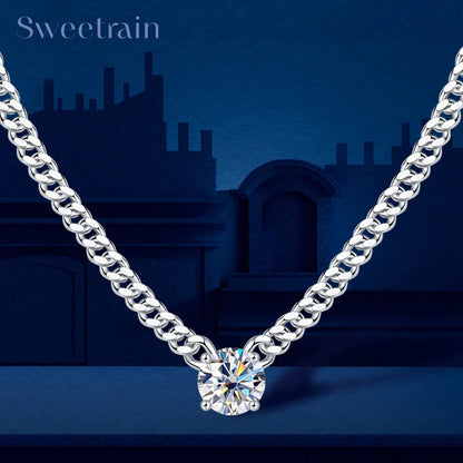 100% 925 Silver Cuban Chain Necklace 1CT 2CT 3CT Moissanite Pendant Necklaces for Women Men Plated 18k Gold Jewelry with GRA