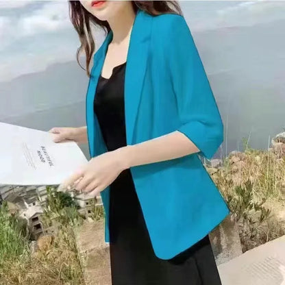 Linen Small Blazer For Women, Thin  Summer Suit, Korean Version, Sun Protection, Casual British Style, White And Black