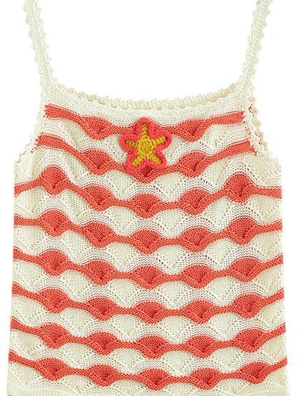 Color Clash Floral Contouring Knit Strapless Backless Top 2026 Summer New Arrival for Women's Modern Fashion Unique Design