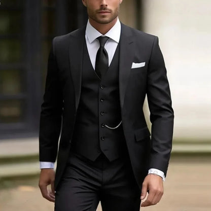 Green Mens Suits Casual 3 Pieces Slim Fit Notch/Peak Lapel Formal Wedding Groom Wear Blazer Tuxedos for Party(Blazer+Pants+Vest)