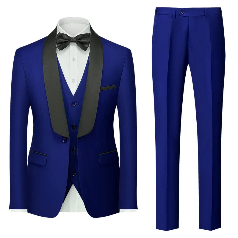Red Men's Suit 3 Piece, Wedding Party Dress Jacket with Pants Vest, Blue, Green, Gray, Black Available, Asian Size M-5XL 6XL