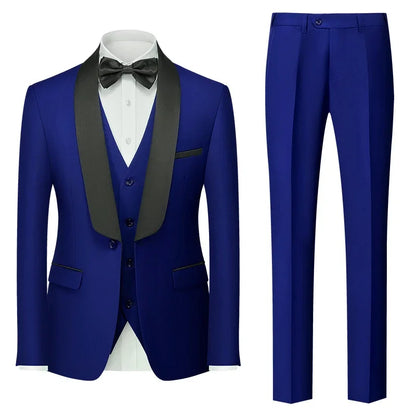 Red Men's Suit 3 Piece, Wedding Party Dress Jacket with Pants Vest, Blue, Green, Gray, Black Available, Asian Size M-5XL 6XL