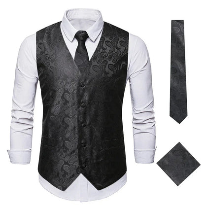 Red Men's Single Breasted V-Neck Sleeveless Vest Jacket, Wedding Party Vests, White Black Blue Green Waistcoat With tie and