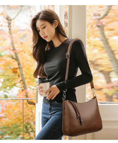 New Luxury Designer Handbag Solid Color PU leather Women Shoulder Bag Casual Crossbody Bags for Women New Zipper Messenger Bag