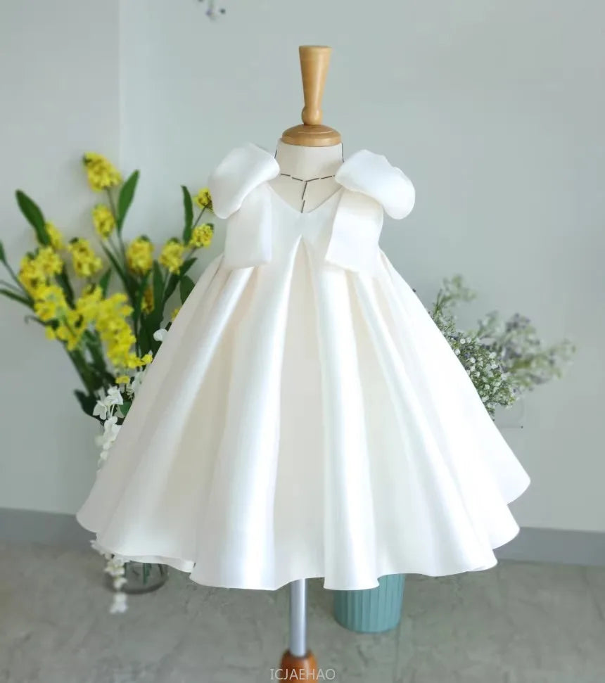 Teen Girl Clothes 2026 White Girls Host Dress Children Gown Costume Kids Summer Performance Outfit Birthday Party Princess Tutu