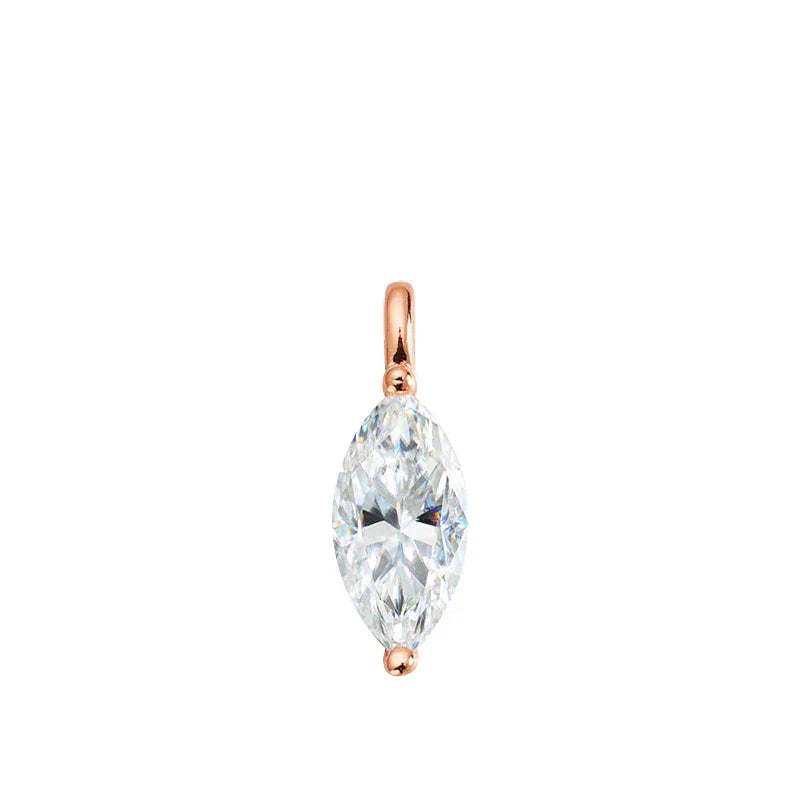 3CT 7*14MM Marquise Cut Moissanite Necklace for Women Solitaire Pendant Sparkling Chain Lab Diamond Pure 925 Jewelry