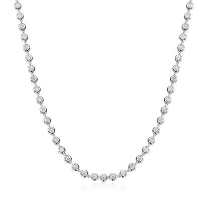Full 3mm Round Moissanite Tennis Necklaces for Women GRA Certified s925 Sterling Silver 18k Dainty Lab Diamond Necklace