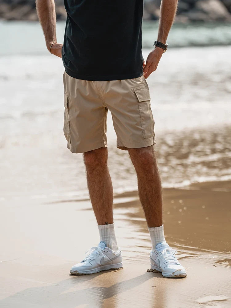 2024 Summer New  Oversize Lightweight 190g  Quick Dry Fabric Cargo Drawstring Shorts Men Cool Fishing Hiking Shorts