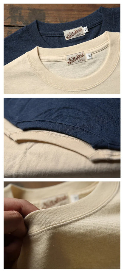 Non Stock 260g Seamless Tubular T-Shirts USA Cotton Crew Neck Short Sleeve Tee