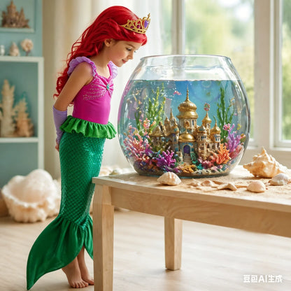 Ariel Little Mermaid Short Sleeve Tulle Dress for Girls Cosplay Princess Costume Carnival Birthday Party Outfit 2-8Y Vestido