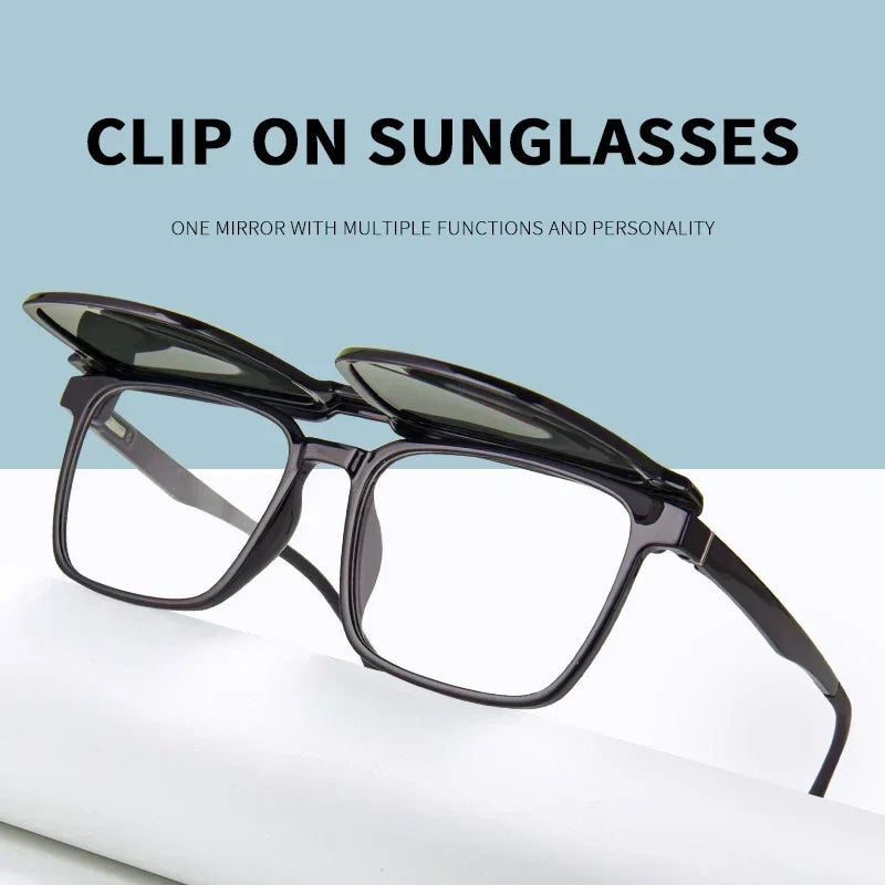 Gradient Men Flip Up Clip on Men Driving Polarized Oversized Optical Myopia Glasses Magnetic Eyeglasses For Women TJ2191