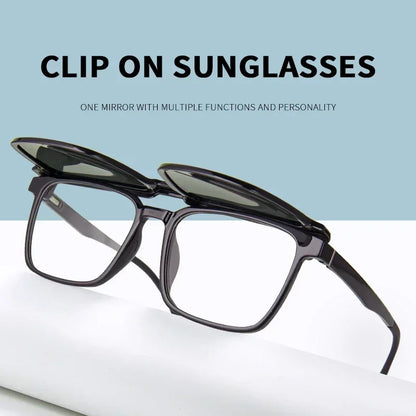 Gradient Men Flip Up Clip on Men Driving Polarized Oversized Optical Myopia Glasses Magnetic Eyeglasses For Women TJ2191
