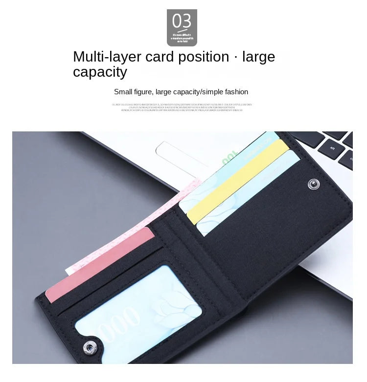 Horse Dragon Pattern Canvas Boy Girl Kids Wallet Black Card Holder Male Money Bag Bank Holder Short Purse Credit Card Case Bag