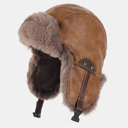 Bomber Hat New PU Leather Winter Hats for Men Women Waterproof Snow Ski Trapper Earflap Cap Male Female Russian Fur Hats