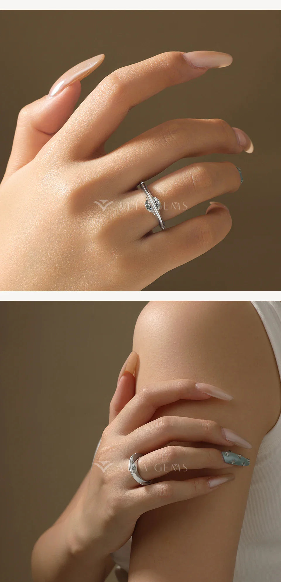 ATTAGEMS Bague Moissanite rotative à 360° pour femmes, taille ronde 1,0 CT D VVS1, bande en argent s925, bague anti-anxiété, bijoux fins de fiançailles