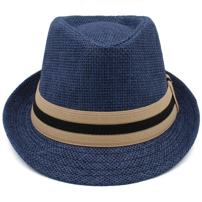 2 Sizes Parent-child Men Women Kids Boy Straw Fedora Hats Summer Trilby Sunhat Classical Jazz Caps Sombrero Beach Outdoor Travel