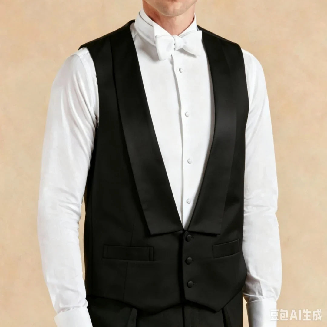 Men Vest White Single Button Solid With Lapel Waistcoat For Wedding Banquet Party Business Work Casual Daily Men Suit Vest