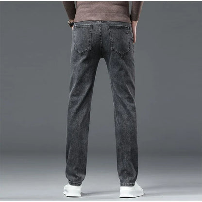 2025 New Men Fashion  Slim Fit Jeans Male Elasticity Smart Casual Mid Classics Straight Denim Pants Wedding Party Black Trousers