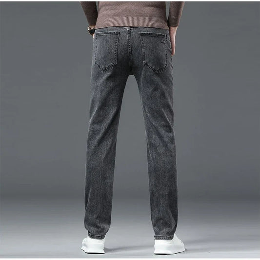 2025 New Men Fashion  Slim Fit Jeans Male Elasticity Smart Casual Mid Classics Straight Denim Pants Wedding Party Black Trousers