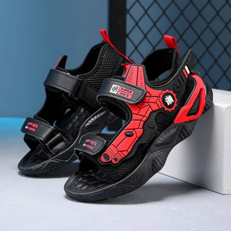 Kids Mecha Robot Style Closed Toe Sandals Adjustable Straps Breathable Summer Shoes for Boys Outdoor Beach Casual Sports Sneaker