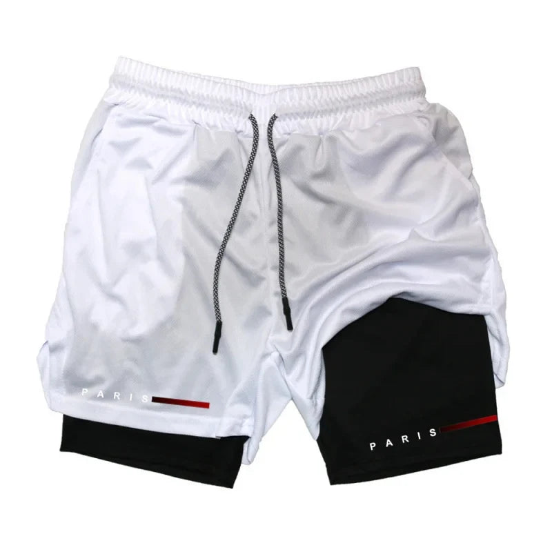 Men Running Shorts 2 in 1 Double-deck Sport Shorts Sportswear Gym Fitness Short Pants Training Jogging Bottom Men's Clothing