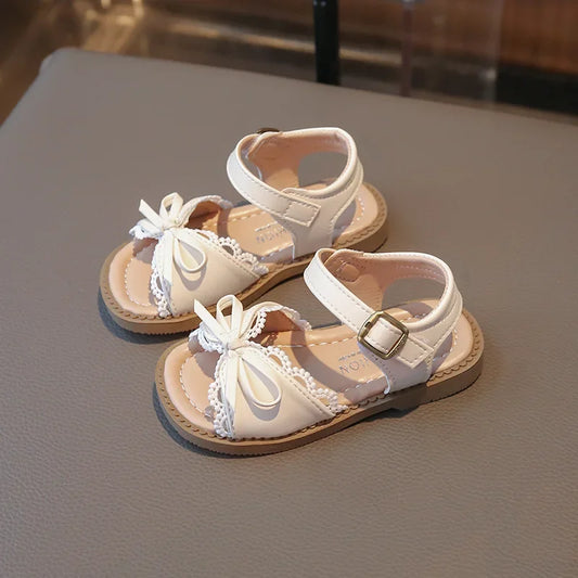 Girls Cute Lace Bow Princess Sandals New Little Kids Soft-soled Beach Summer Shoes Size 22-31